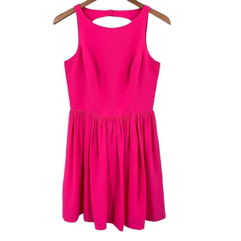 AMANDA UPRICHARD Hot Pink Silk Cut-Out Back Sleeveless Dress Size Small